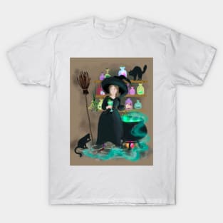 Witch brewing potion Halloween T-Shirt